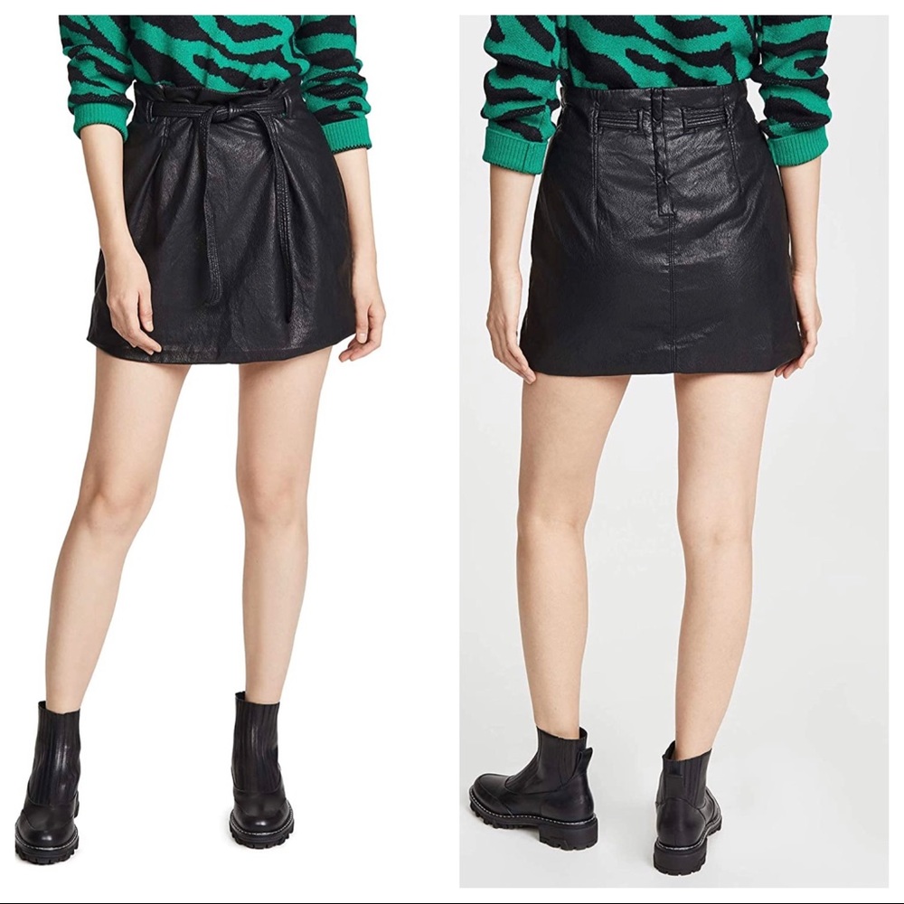 NWT Free People Faux Leather Payton Paperbag Skirt